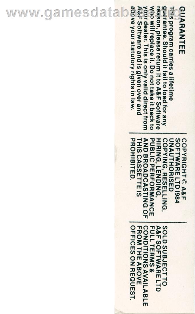 Gumshoe - Commodore 64 - Artwork - Box Back