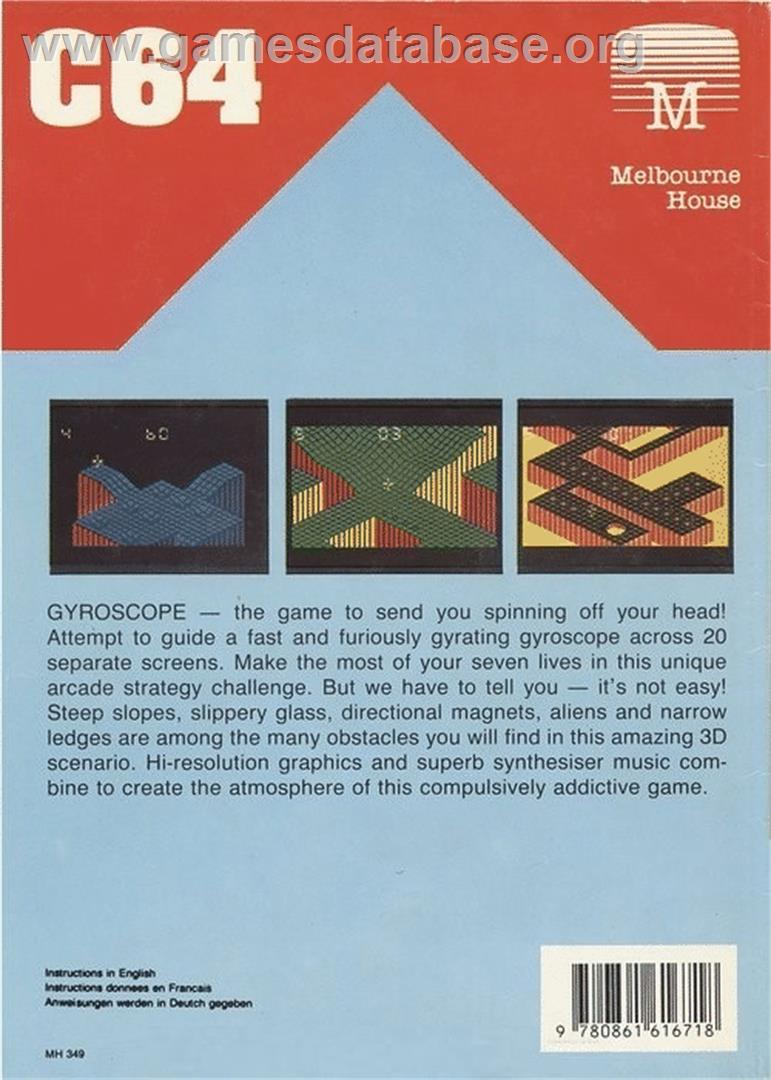 Gyroscope - Commodore 64 - Artwork - Box Back