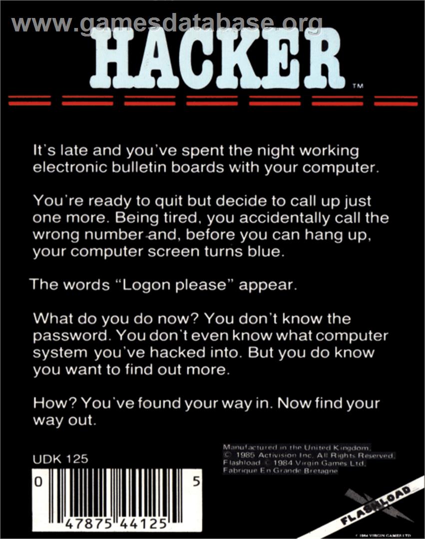 Hacker - Commodore 64 - Artwork - Box Back