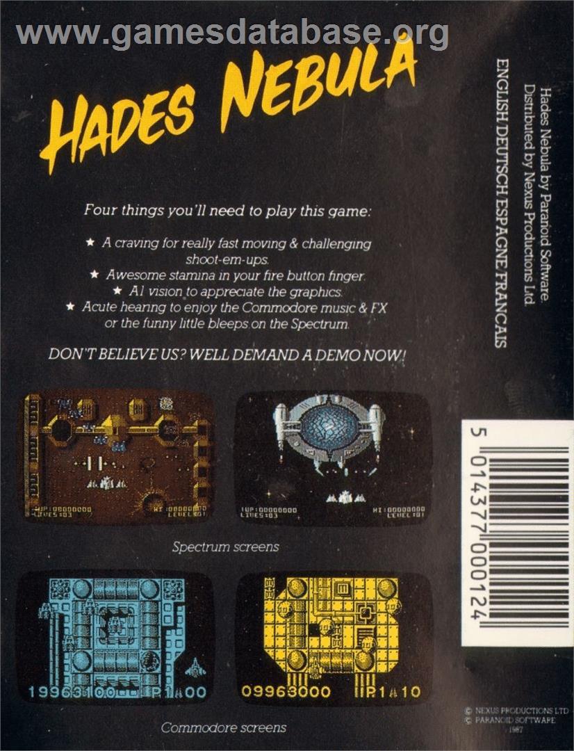 Hades Nebula - Commodore 64 - Artwork - Box Back