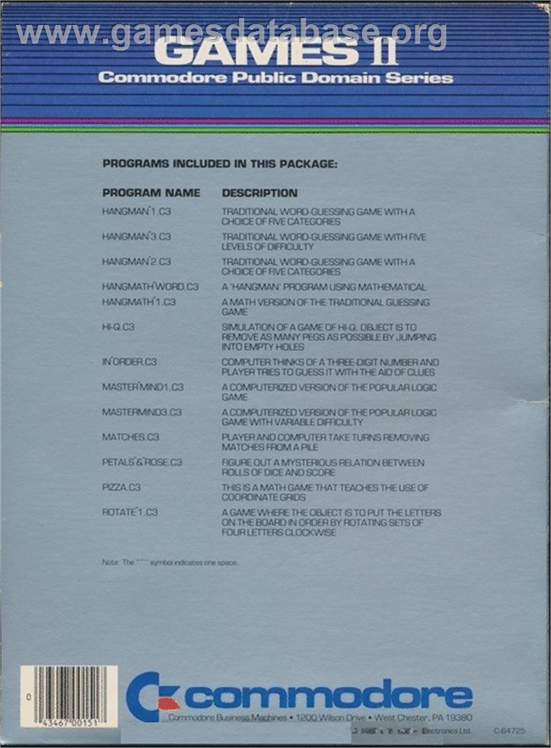 Hangman 3 - Commodore 64 - Artwork - Box Back