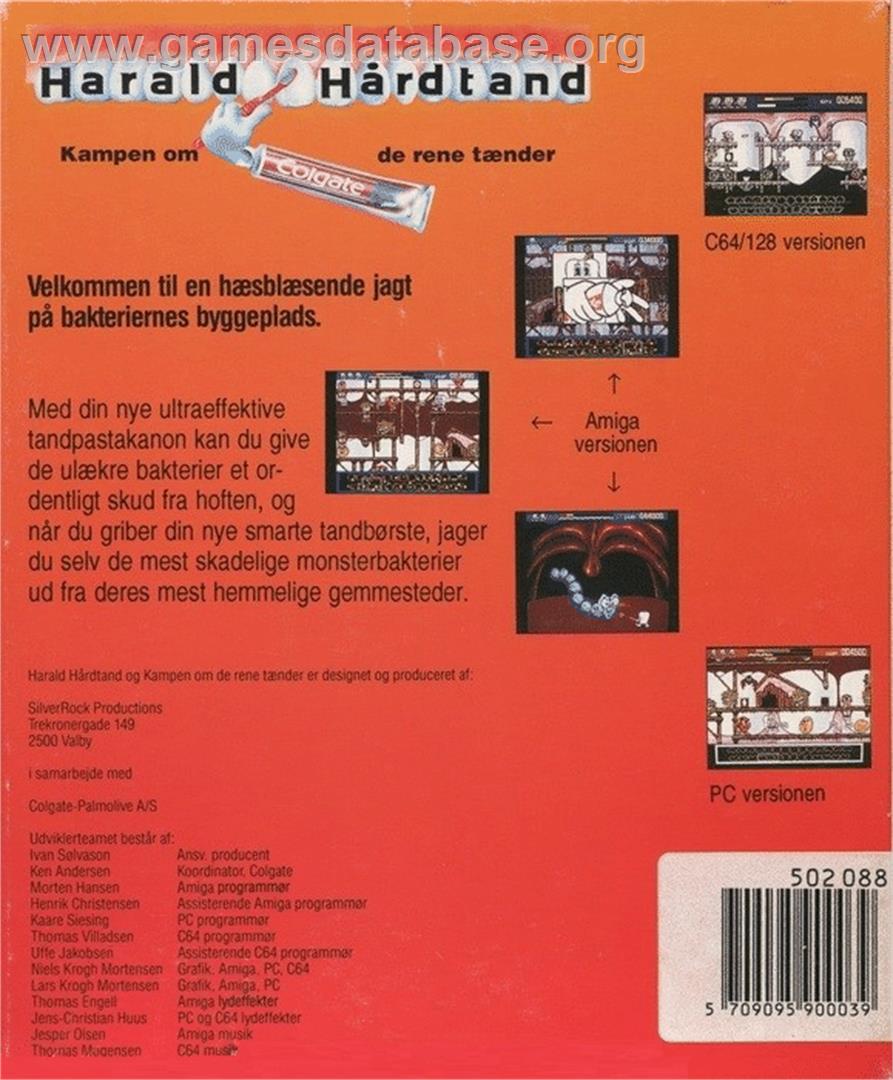 Harald Hårdtand: Kampen om de rene tænder - Commodore 64 - Artwork - Box Back