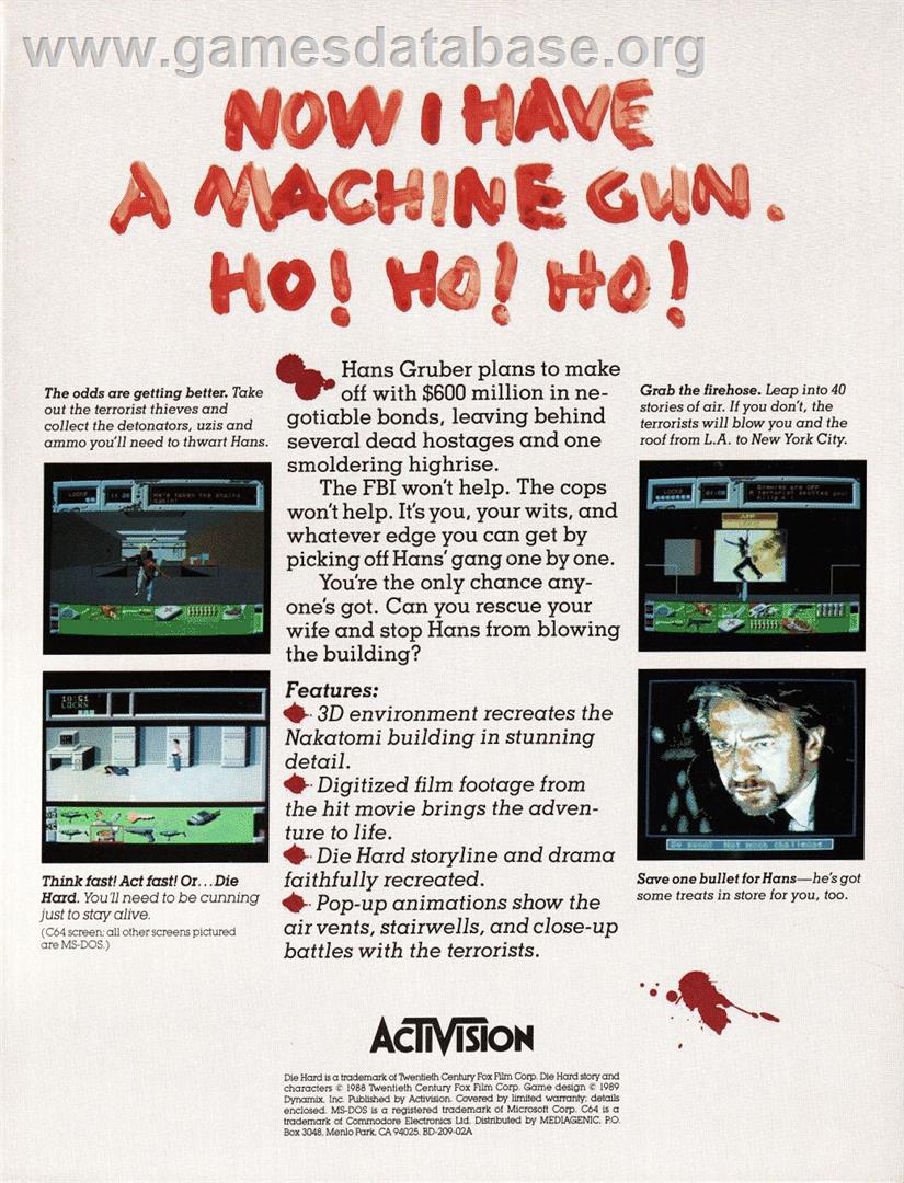 Hard, Die - Commodore 64 - Artwork - Box Back