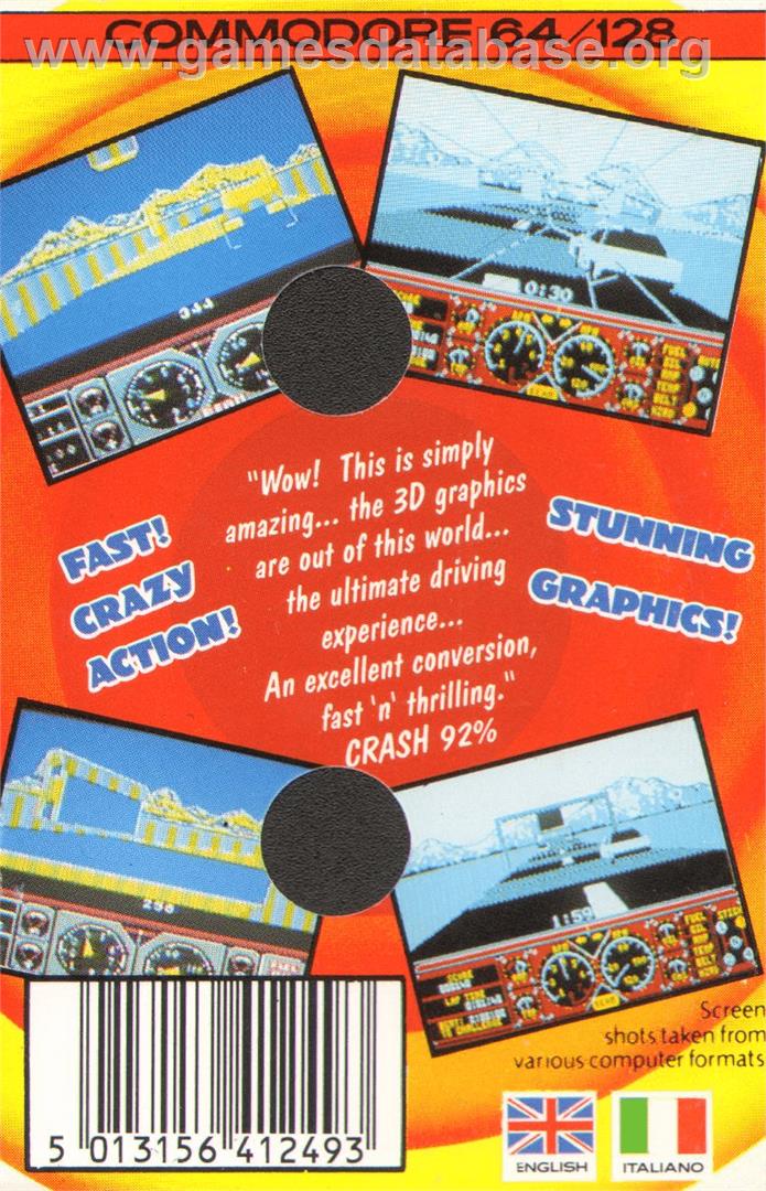 Hard Drivin' - Commodore 64 - Artwork - Box Back