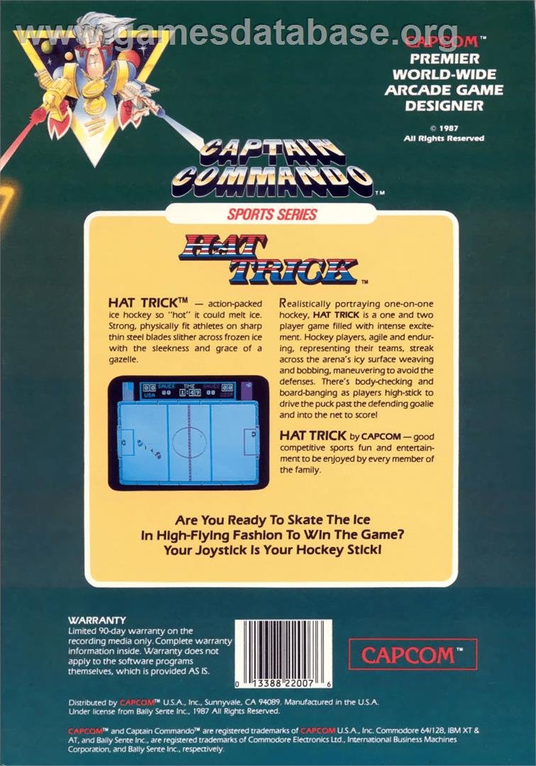 Hat Trick - Commodore 64 - Artwork - Box Back