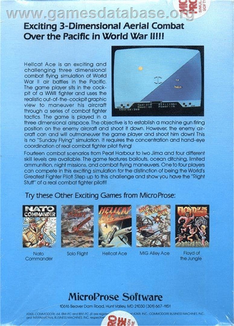 Hellcat Ace - Commodore 64 - Artwork - Box Back
