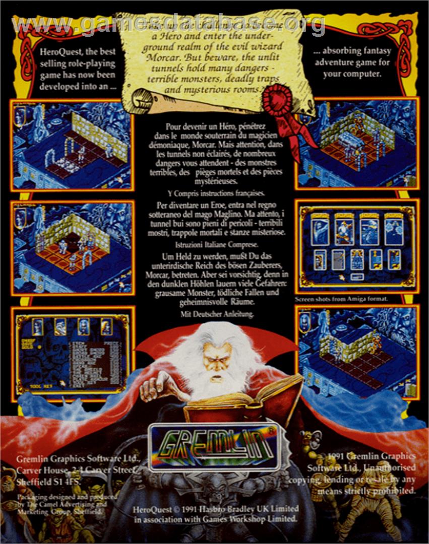 Hero Quest: Return of the Witch Lord - Commodore 64 - Artwork - Box Back