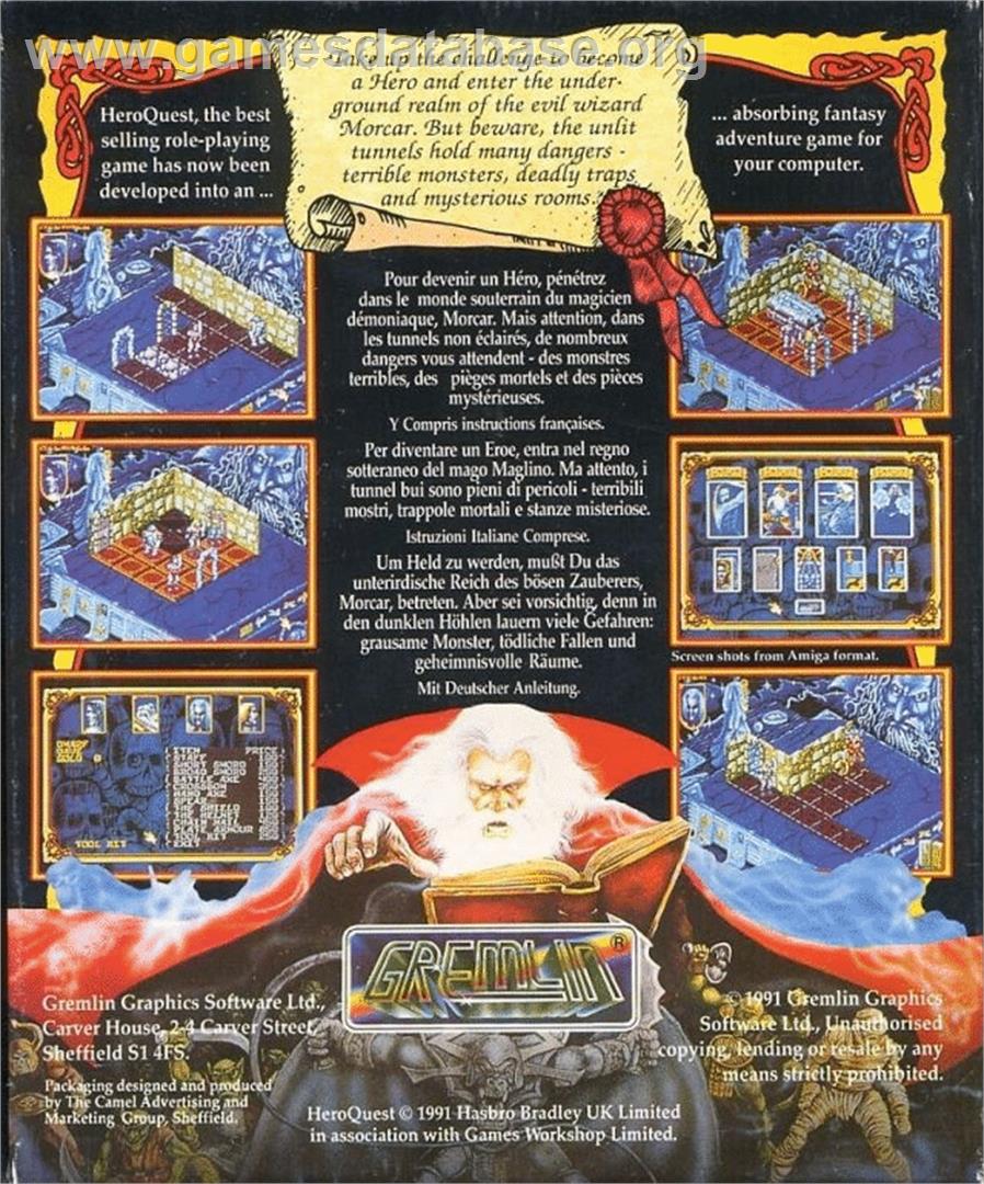 Hero Quest - Commodore 64 - Artwork - Box Back