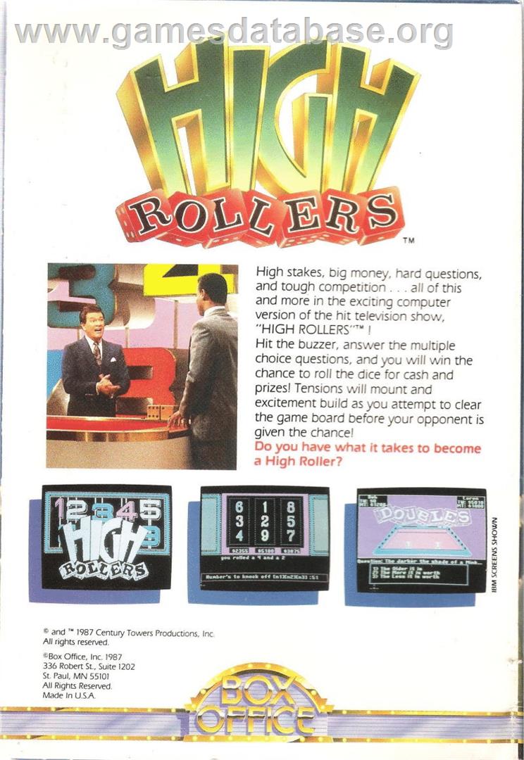 High Rollers (Programmatics) - Commodore 64 - Artwork - Box Back