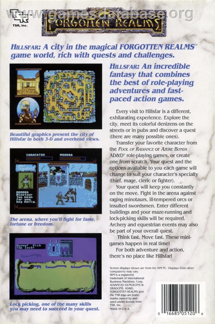 Hillsfar - Commodore 64 - Artwork - Box Back