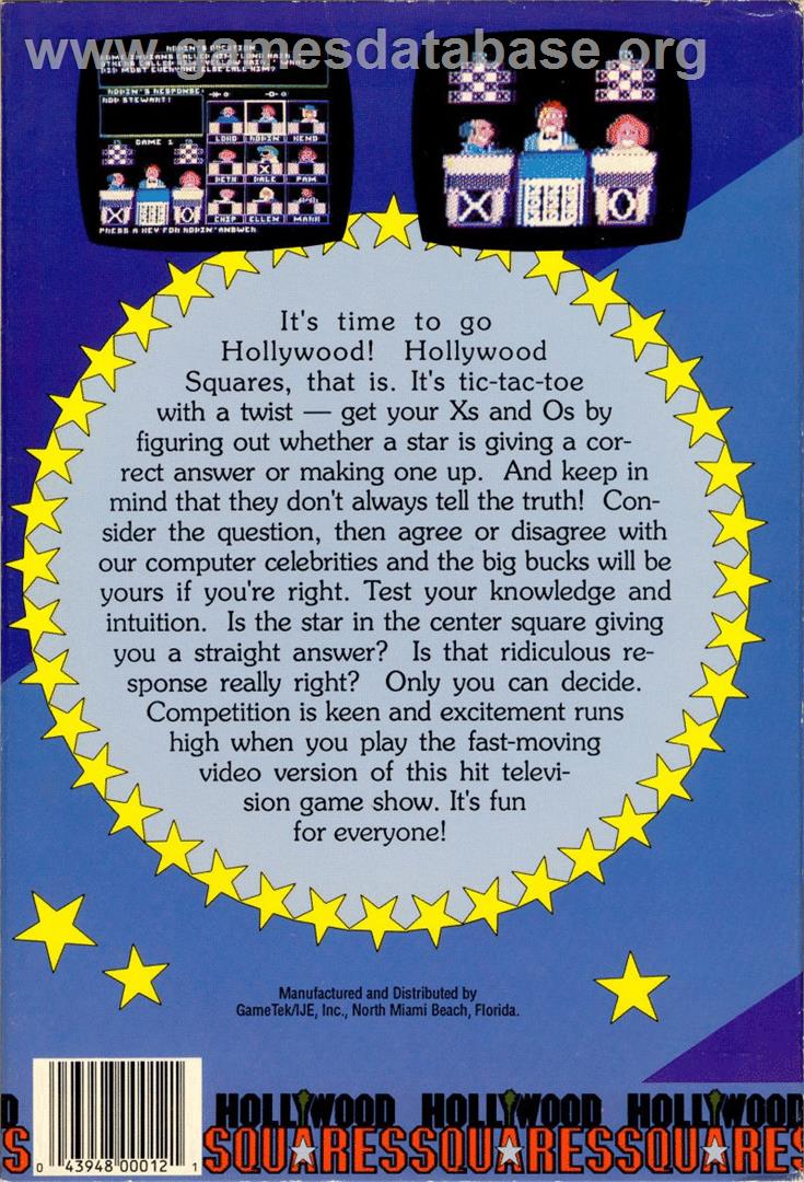 Hollywood Squares - Commodore 64 - Artwork - Box Back