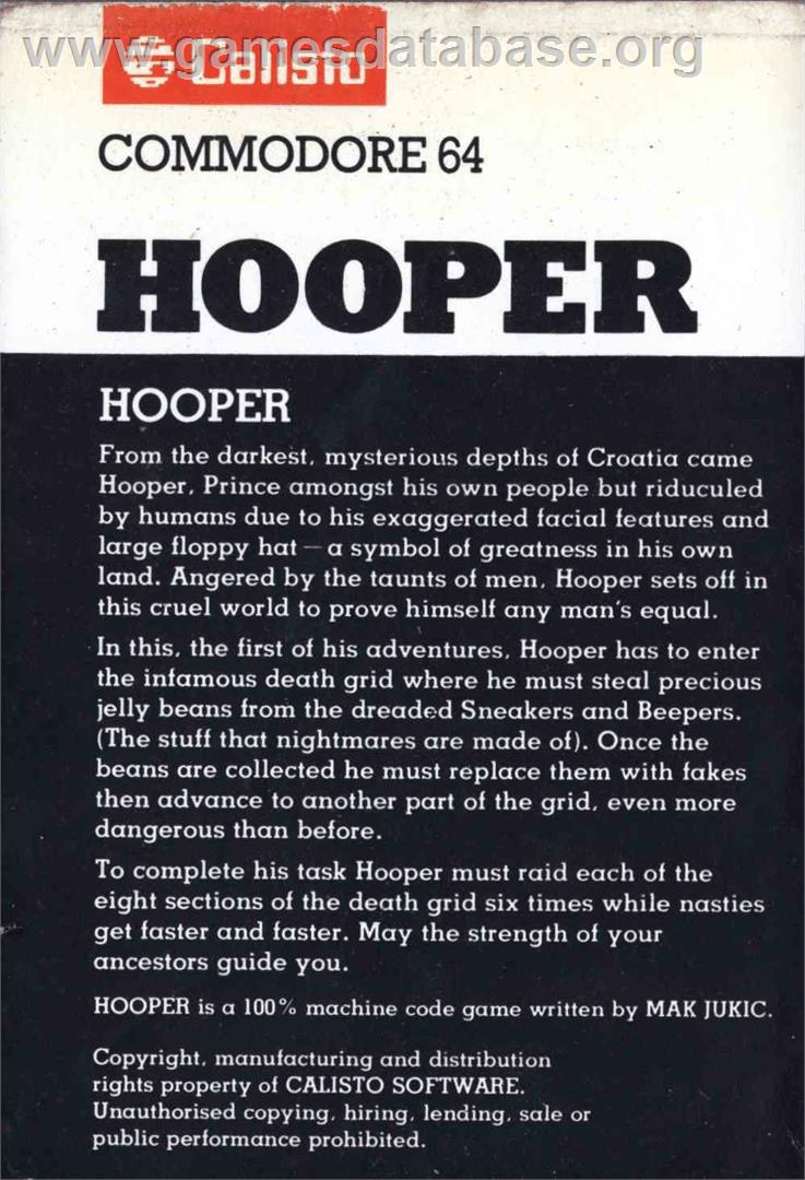 Hooper - Commodore 64 - Artwork - Box Back