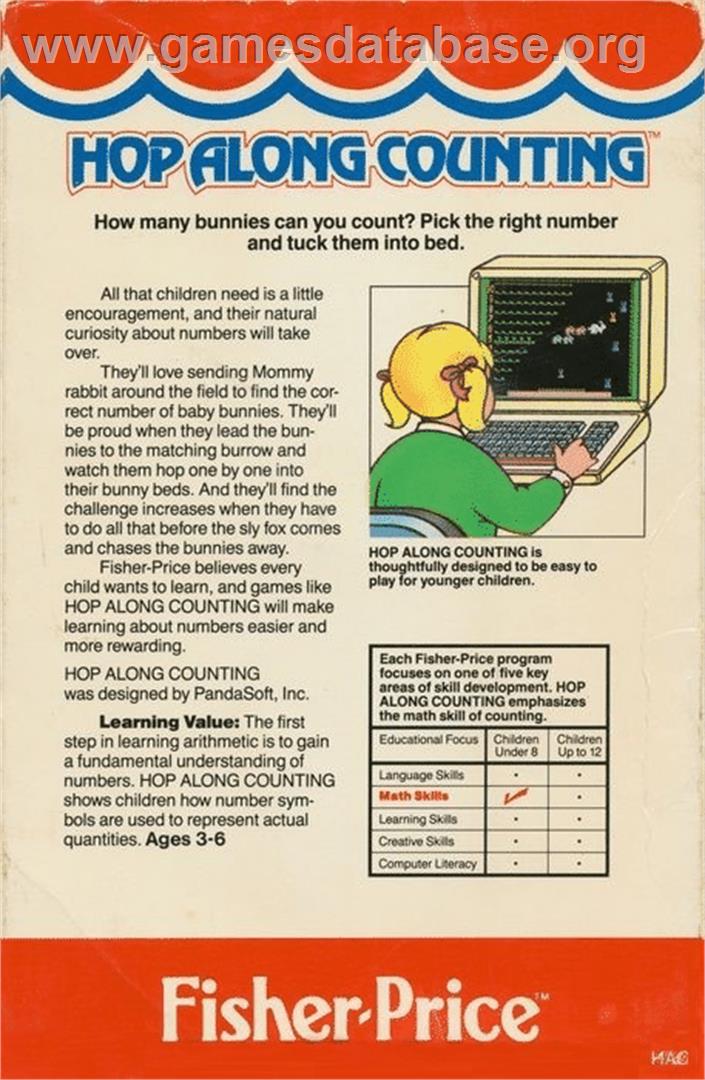 Hop Along Counting - Commodore 64 - Artwork - Box Back