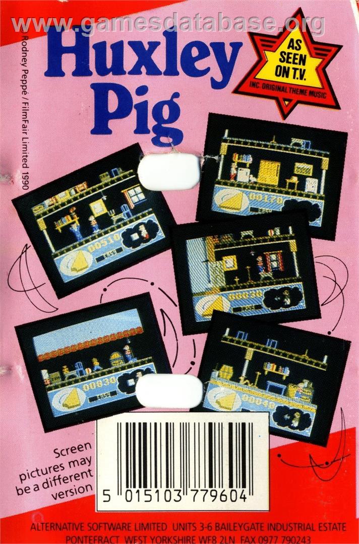 Huxley Pig - Commodore 64 - Artwork - Box Back