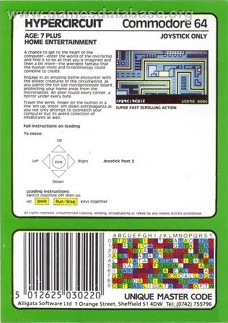 Hyper Circuit - Commodore 64 - Artwork - Box Back