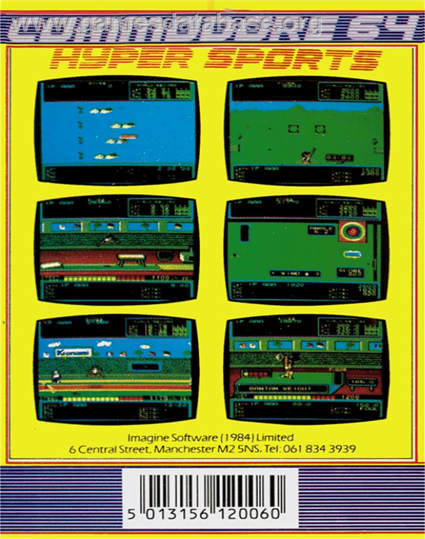 Hyper Sports - Commodore 64 - Artwork - Box Back