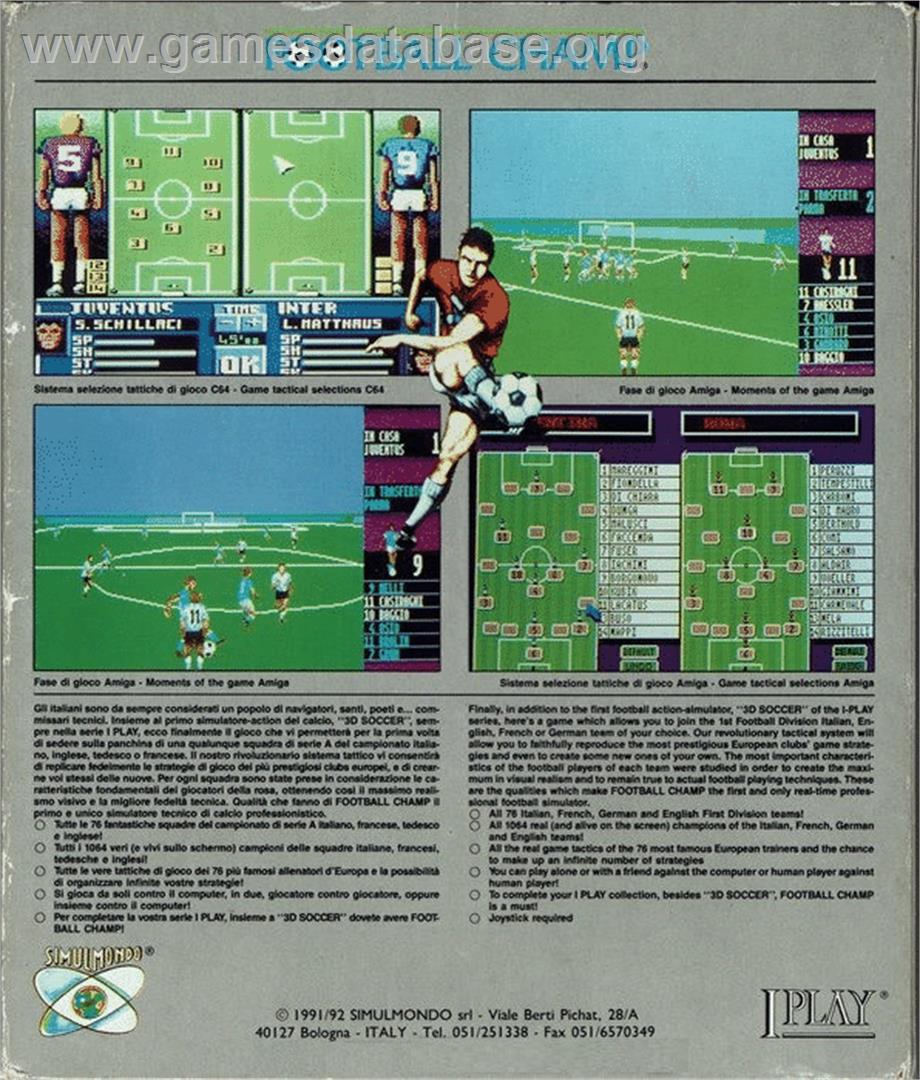 I Play: Football Champ. - Commodore 64 - Artwork - Box Back