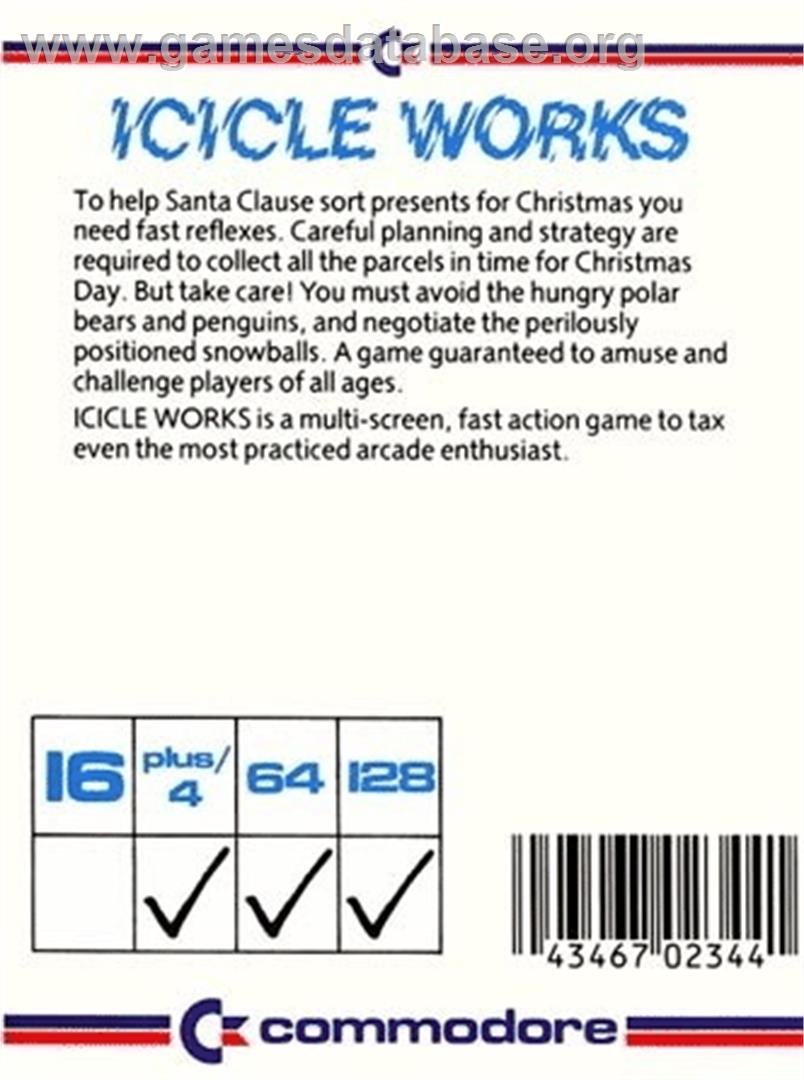 Icicle Works - Commodore 64 - Artwork - Box Back