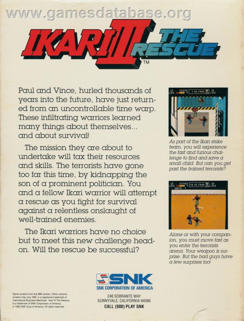 Ikari 3 - The Rescue - Commodore 64 - Artwork - Box Back