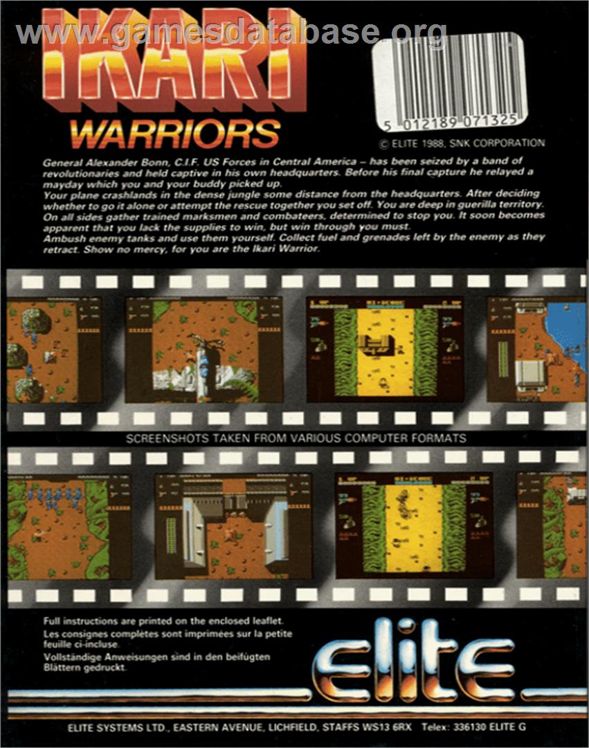 Ikari Warriors - Commodore 64 - Artwork - Box Back