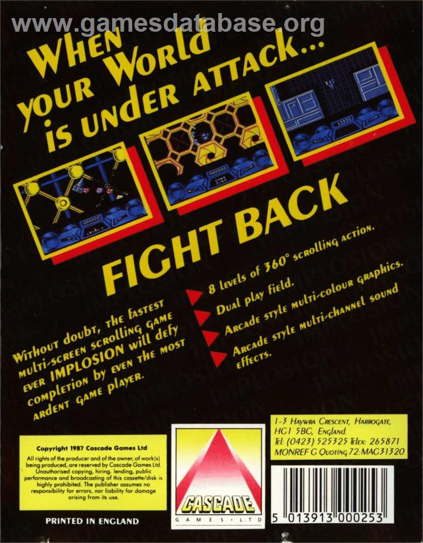 Implosion - Commodore 64 - Artwork - Box Back