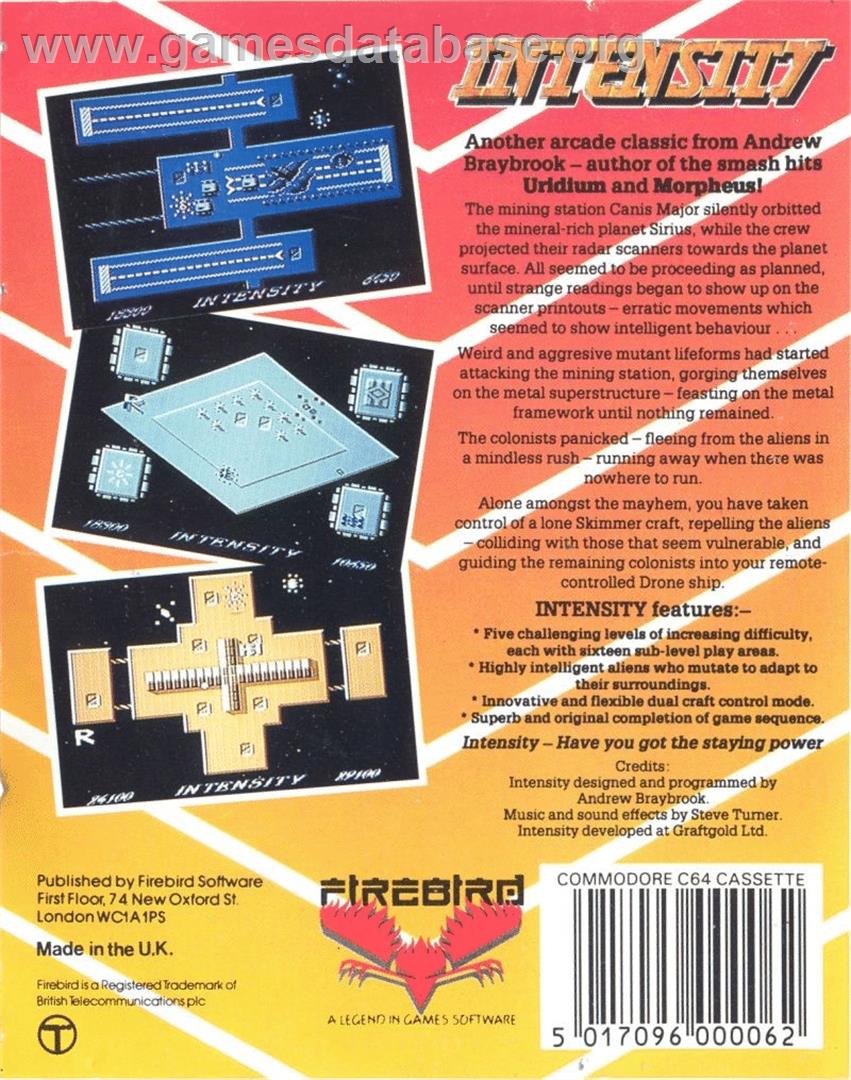 Intensity - Commodore 64 - Artwork - Box Back