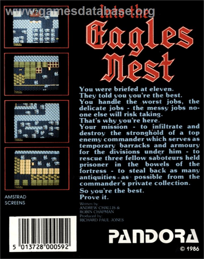 Into the Eagle's Nest - Commodore 64 - Artwork - Box Back