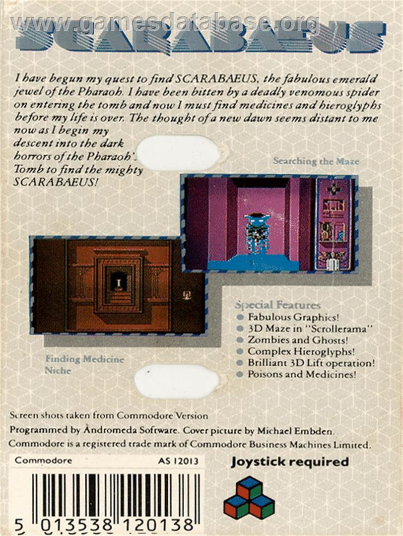 Invaders of the Lost Tomb - Commodore 64 - Artwork - Box Back