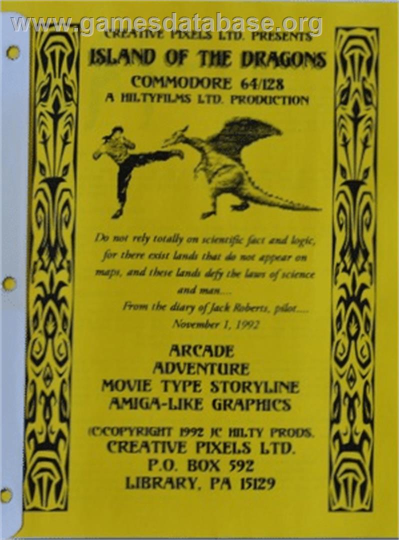 Island Of The Dragons - Commodore 64 - Artwork - Box Back