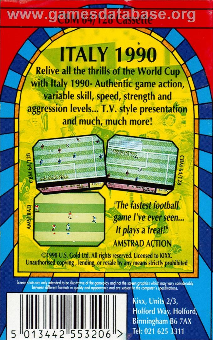 Italy 1990 - Commodore 64 - Artwork - Box Back