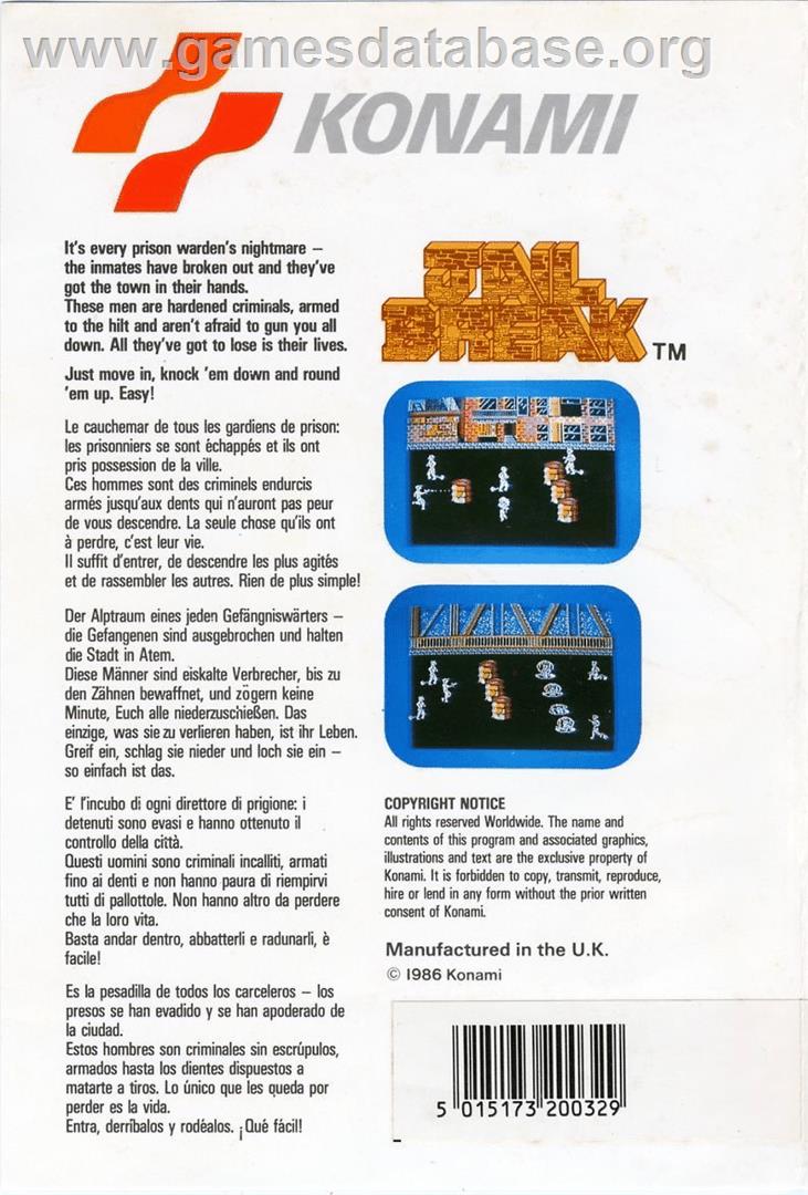 Jail Break (Ahoy!) - Commodore 64 - Artwork - Box Back