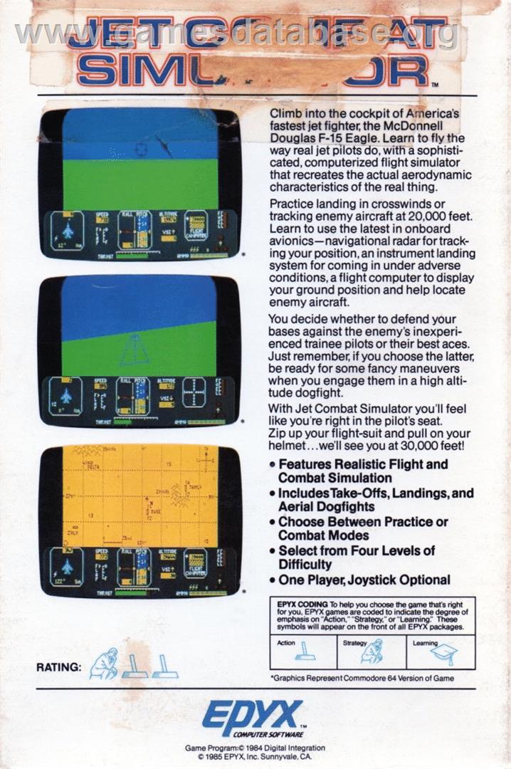 Jet Combat Simulator - Commodore 64 - Artwork - Box Back