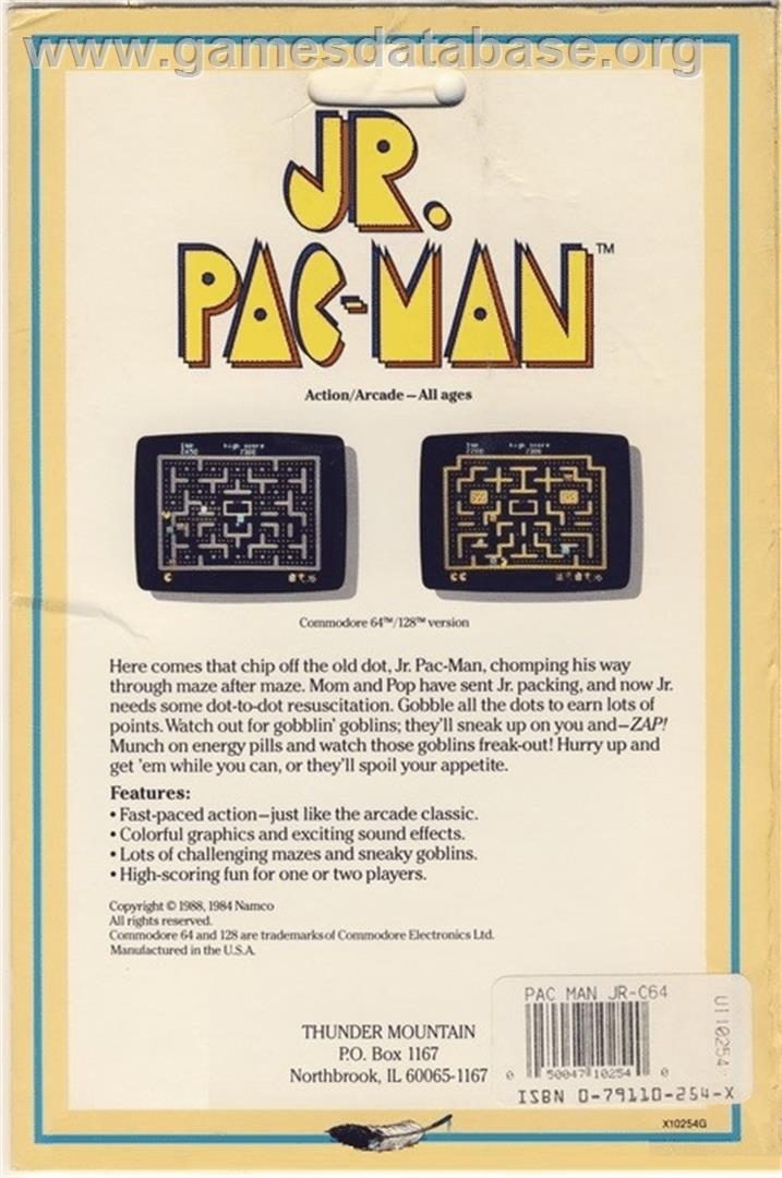 Jr. Pac-man - Commodore 64 - Artwork - Box Back
