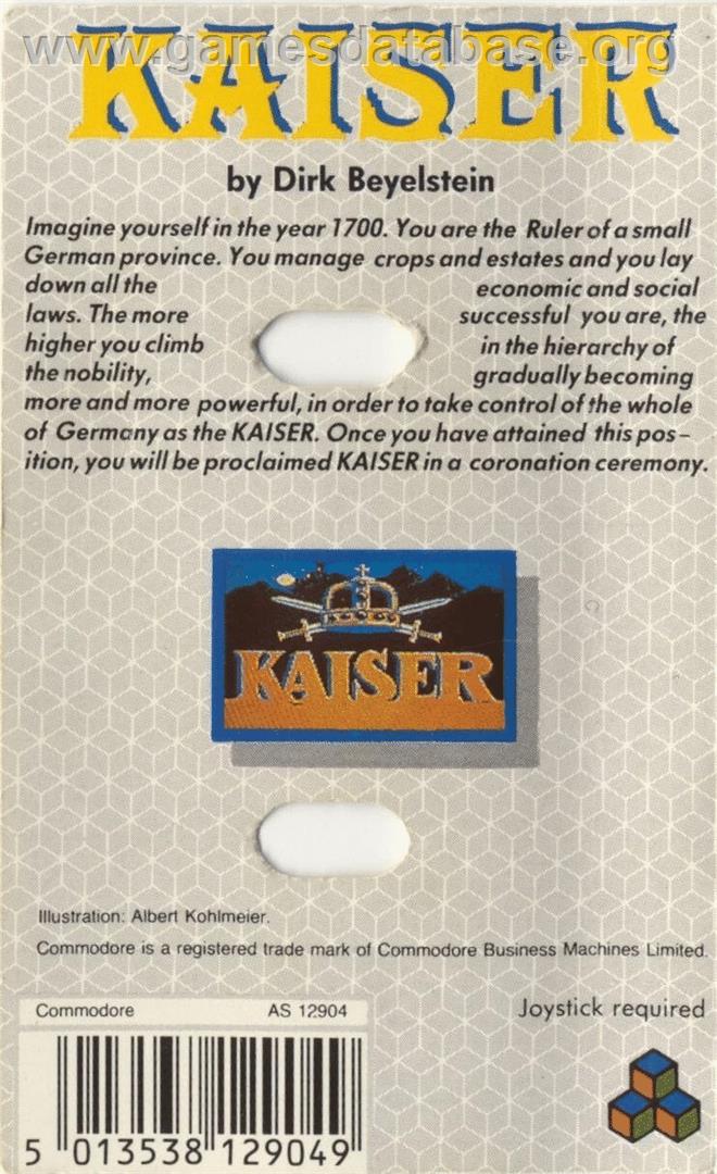 Kaiser - Commodore 64 - Artwork - Box Back