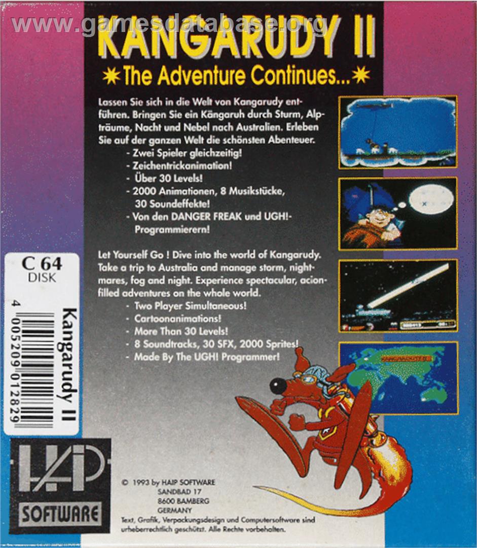 Kangarudy 2 - The Adventure Continues - Commodore 64 - Artwork - Box Back