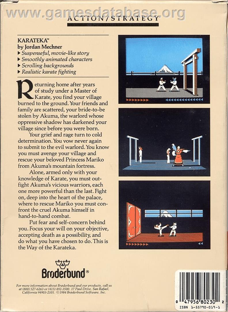 Karateka - Commodore 64 - Artwork - Box Back