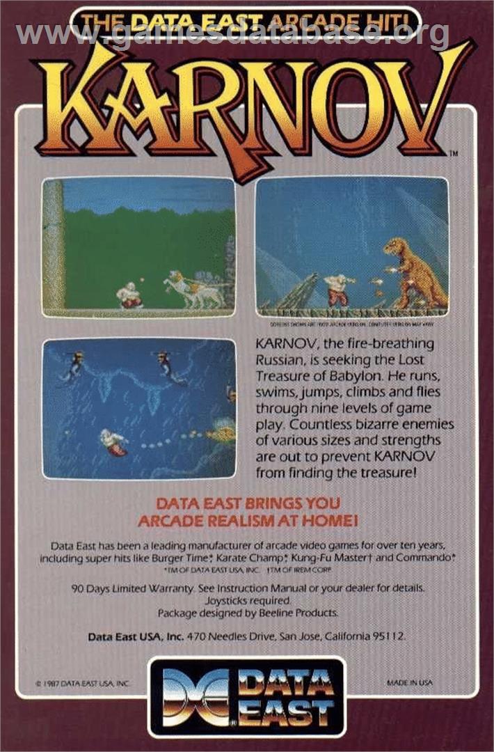 Karnov - Commodore 64 - Artwork - Box Back