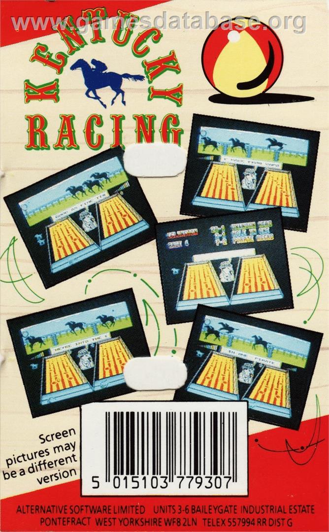 Kentucky Racing - Commodore 64 - Artwork - Box Back