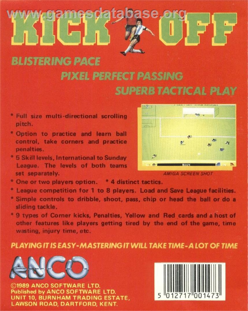 Kick Off (Bubble Bus) - Commodore 64 - Artwork - Box Back