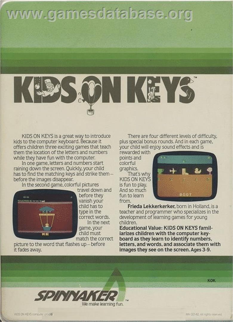 Kids On Keys - Commodore 64 - Artwork - Box Back