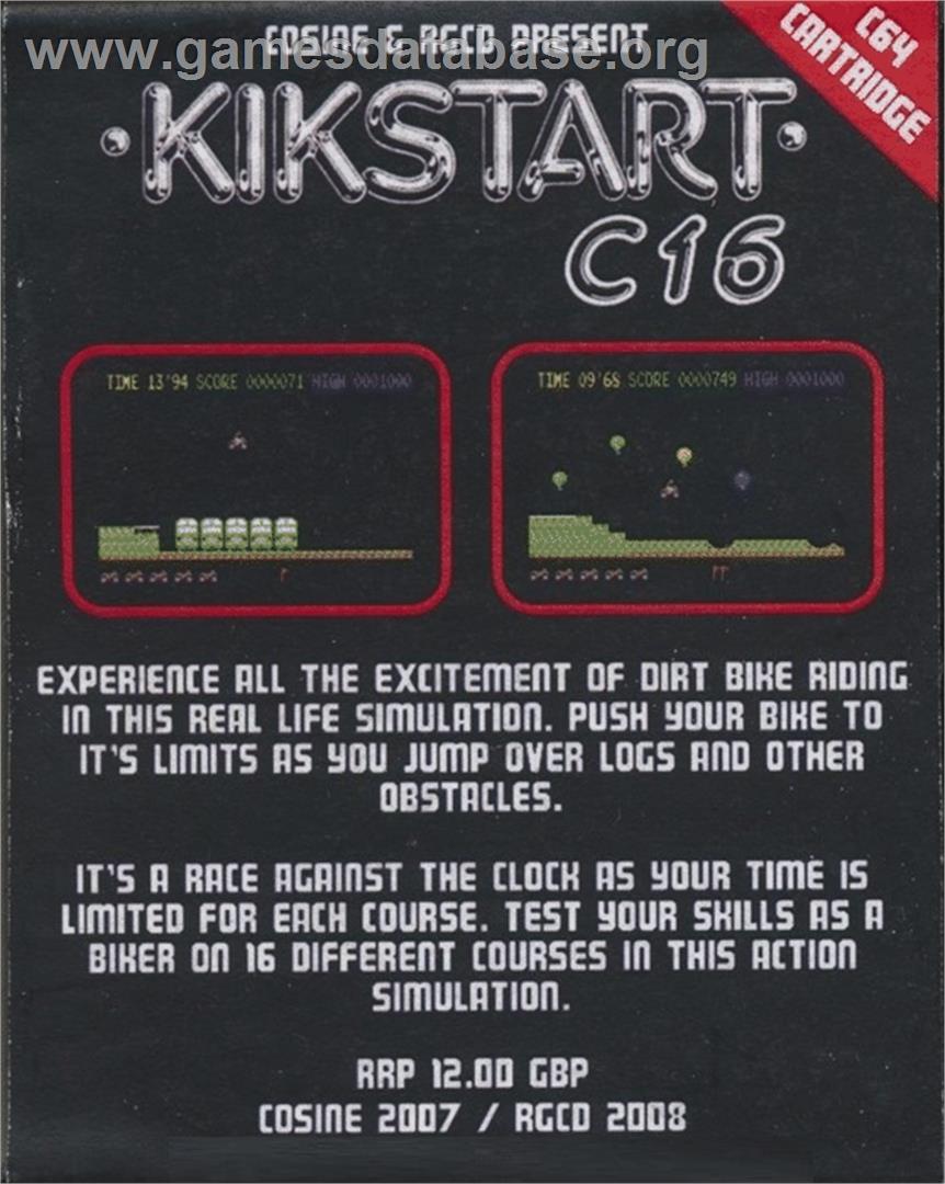 Kikstart C16 - Commodore 64 - Artwork - Box Back