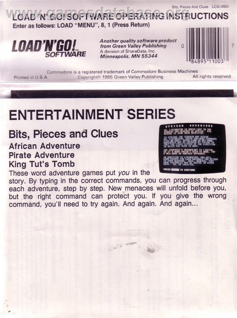 King Tut's Tomb Adventure - Commodore 64 - Artwork - Box Back