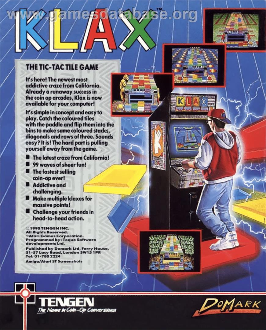 Klax - Commodore 64 - Artwork - Box Back