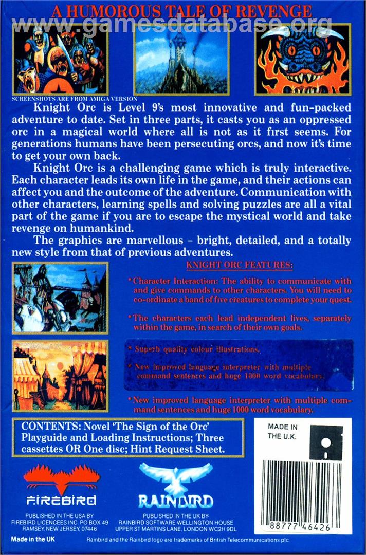 Knight Orc - Commodore 64 - Artwork - Box Back