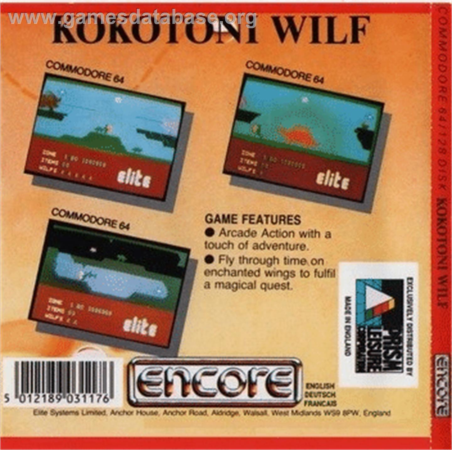 Kokotoni Wilf - Commodore 64 - Artwork - Box Back