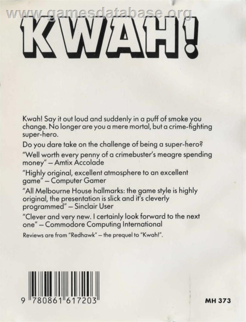 Kwah! - Commodore 64 - Artwork - Box Back