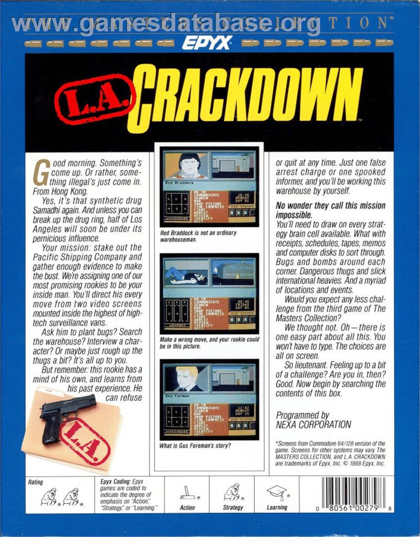 L.A. Crackdown - Commodore 64 - Artwork - Box Back