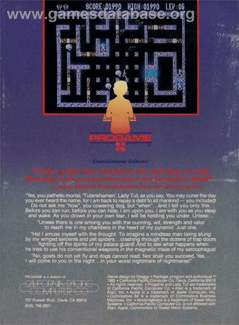 Lady Tut - Commodore 64 - Artwork - Box Back