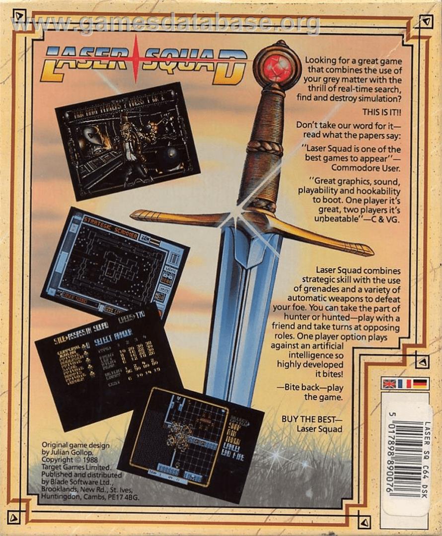 Laser Squad - Commodore 64 - Artwork - Box Back
