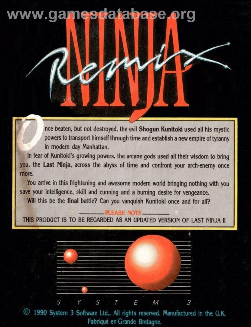 Last Ninja Remix - Commodore 64 - Artwork - Box Back